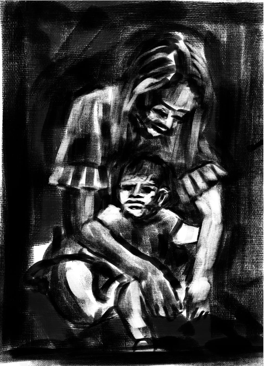 Sitzende, auf linkem Arm gestützt