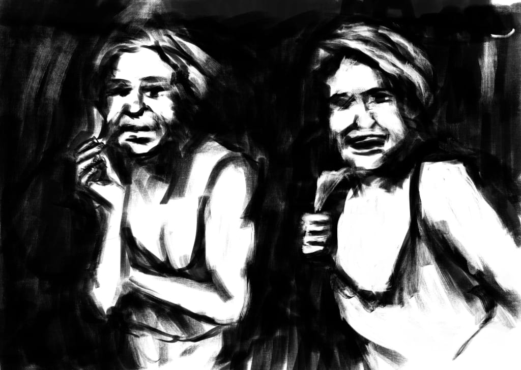 Liegende, Beine angezogen